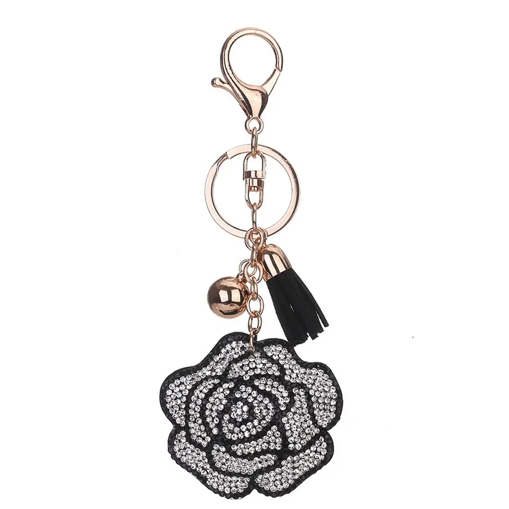 BZ347 брелок в форме розы Женское кольцо для ключей с сумочкой кулон Очаровательный