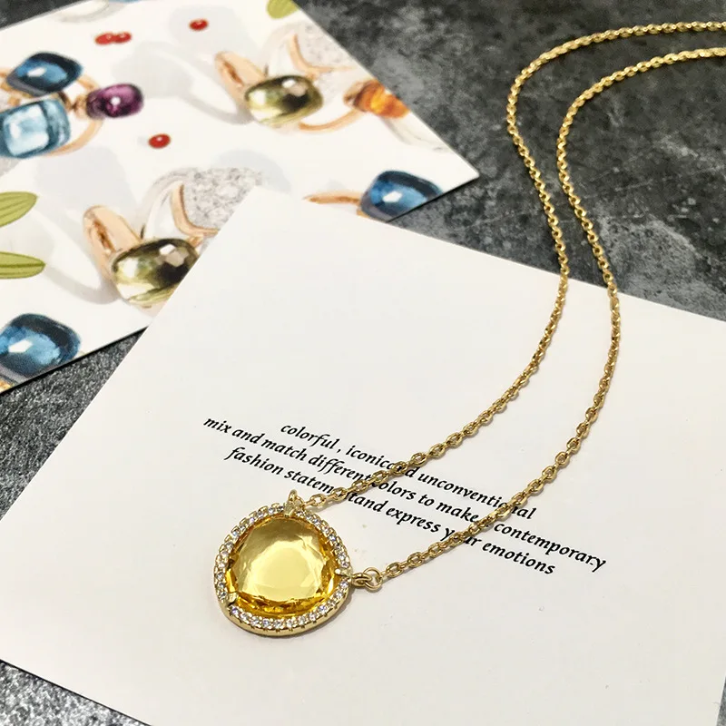 Veryins желтое золотое покрытие медное стекло круглая подвеска ореол ожерелье для