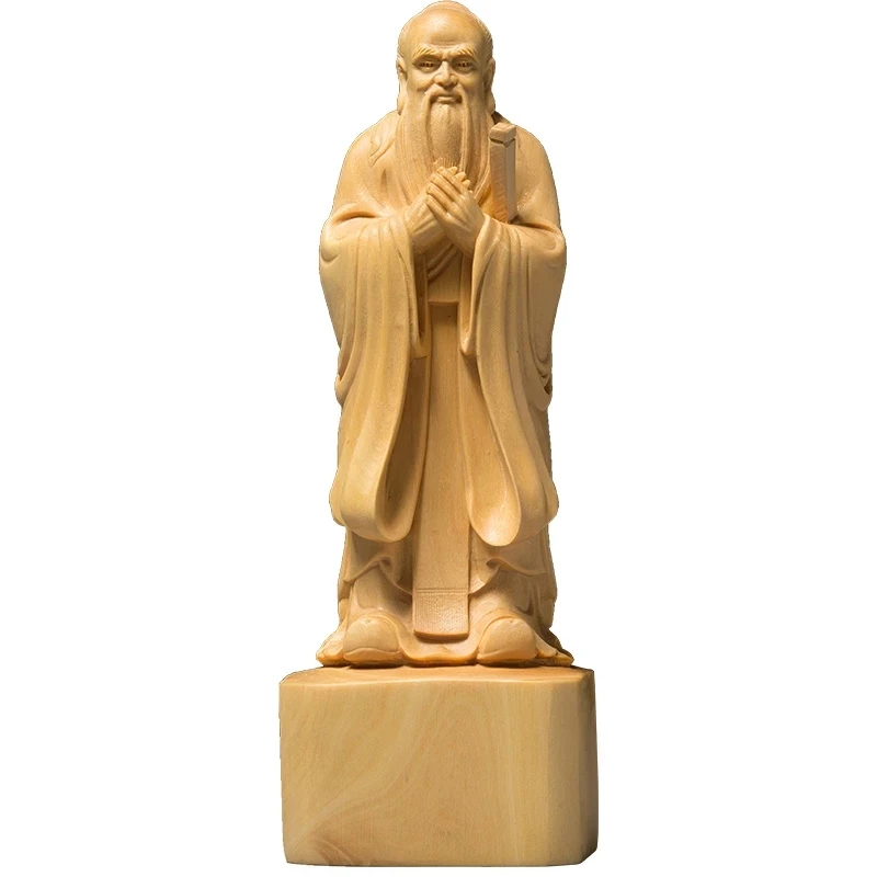 

15/20CM Wood Caring Confucius statue People Yellow Boxwood Room wood carved Home Decoration Art & Collectible free ship