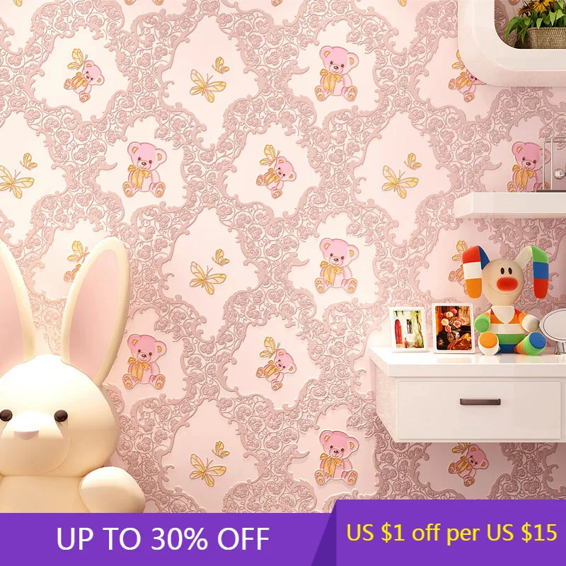 

Wall decoration vinyl 3D three-dimensional relief cartoon bear self-adhesive wallpaper bedroom background wall room decoration