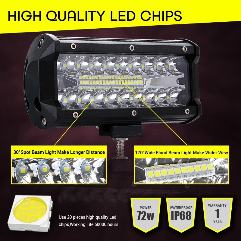 7 дюймов 120 Вт комбинированный светодиодный светильник баров пятно луча 4x4 12V 24V 4WD