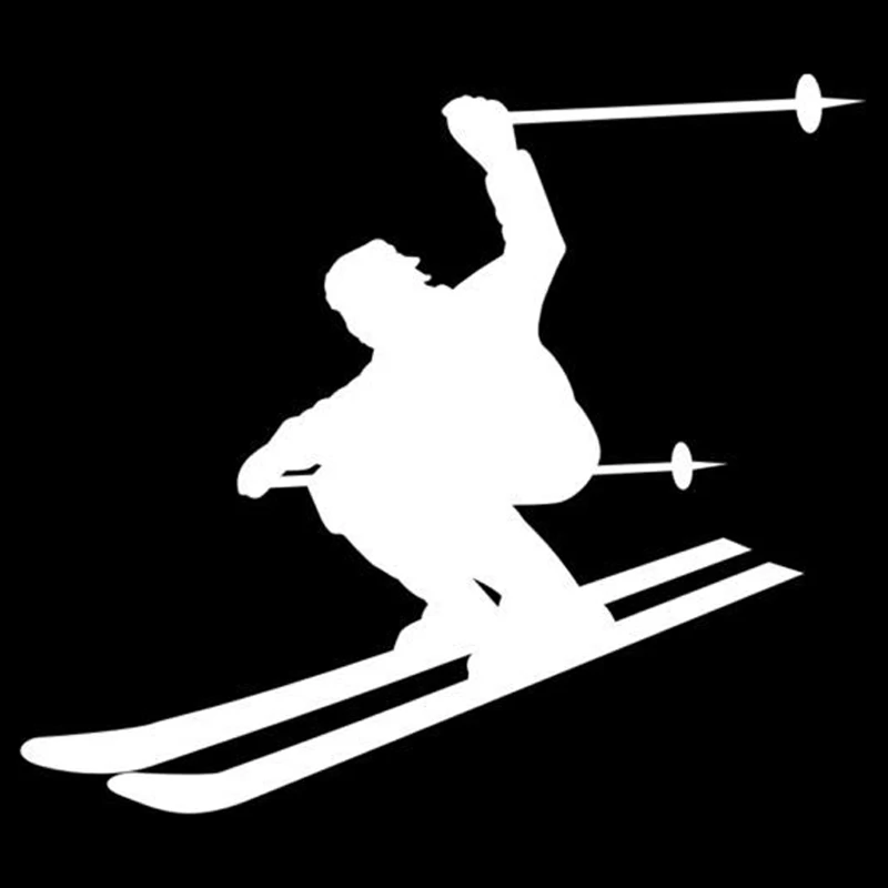 

15.6CM*13.7CM Interesting Skier Silhouette Sports Vinyl Car Sticker Black/Silver S9-0454