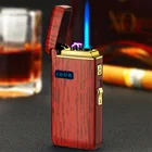 2021 ветрозащитная металлическая газовая зажигалка с двойной дугой и Usb-зарядкой, турбоплазменная газовая электрическая гибридная зажигалка, Мужская зеркальная зажигалка