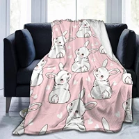 rabbit bunny heart fleece flannel throw blankets for couch bed sofa car cozy soft blanket throw