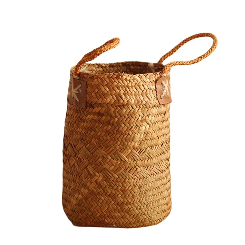 

Natural Straw Basket Hand-woven Storage Basket Collapsible Flower Basket Dried Flower Wicker Woven Basket Fruit Basket Nordic