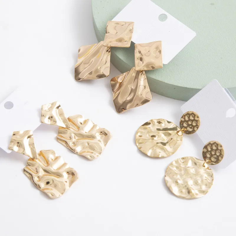 

Fashion Jewelry Golden Plating Geometric Metal Earrings Popular Design Vintage Exaggerated Drop Earrings For Women Party Gifts