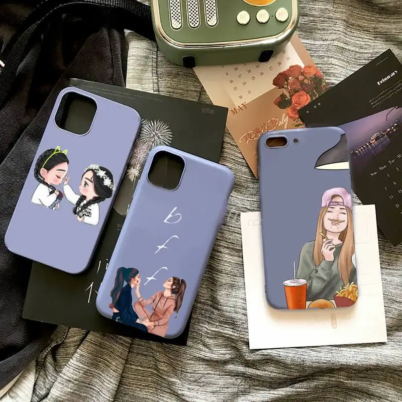 

Girls Bff Best Friends Forever Phone Case Purple Candy Color for iPhone 11 12 mini pro XS MAX 8 7 6 6S Plus X SE 2020 XR