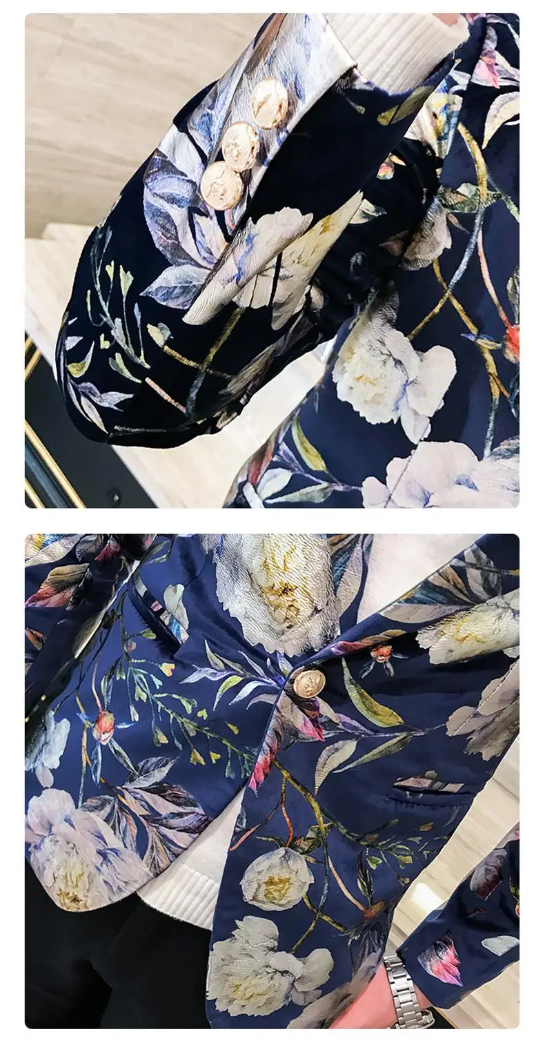 Блейзер мужской блейзер с цветочным принтом приталенный повседневный пиджак