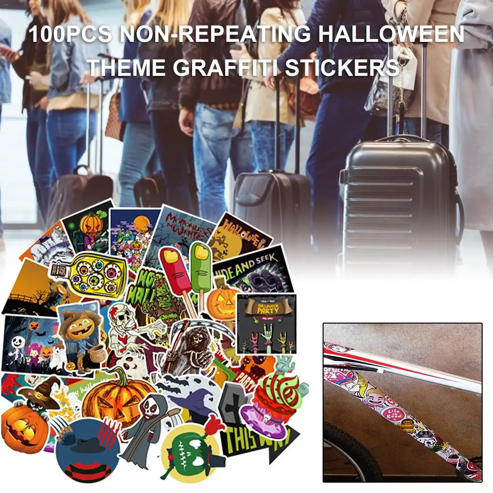 100 шт разноцветный виниловый наклейка на мотоцикл s Хэллоуин тема автомобиля