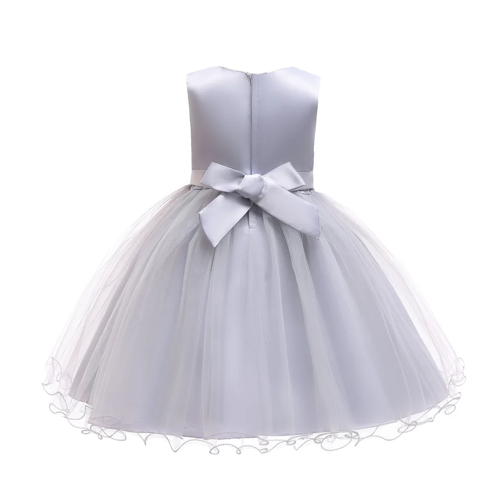 Shiny Toddler Big Girl Flower Embroidery And Decoration Princess Cotton Lace Piano Show Dress |