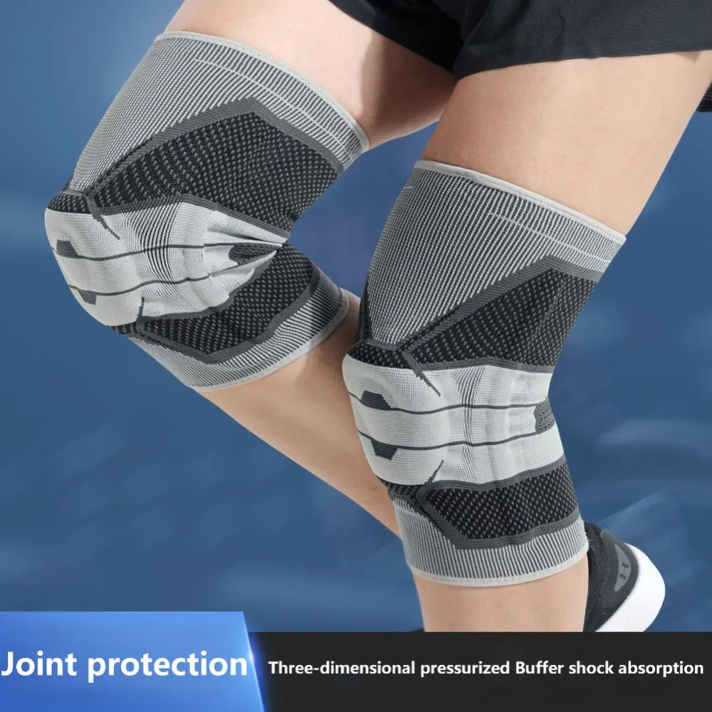 

Sports Knee Pads Silicone Shock Absorption Breathable Compression Leggings Knee Seleeve Fitness Basketball Running Knee Wrap