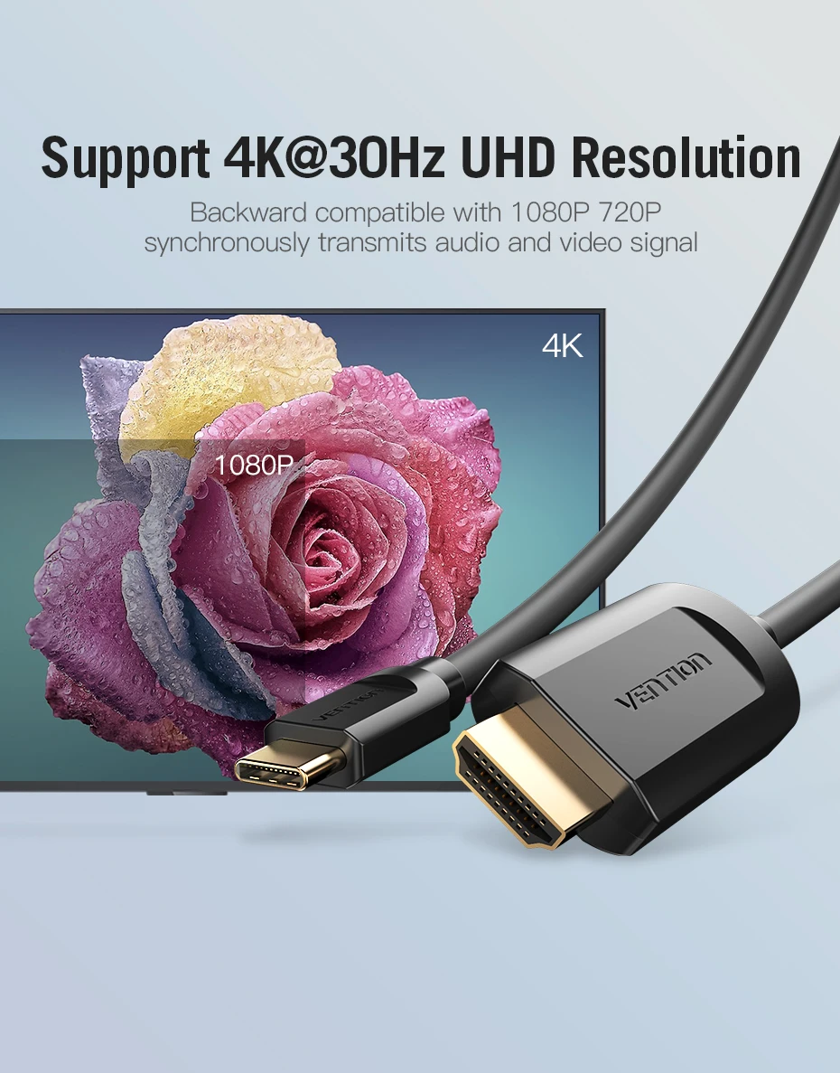 Vention USB C HDMI 4K type C-HDMI кабель HDMI адаптер для huawei P20 mate 10 Pro MacBook Pro воздушный iPad Pro Thunderbolt 3 1 м 2 м