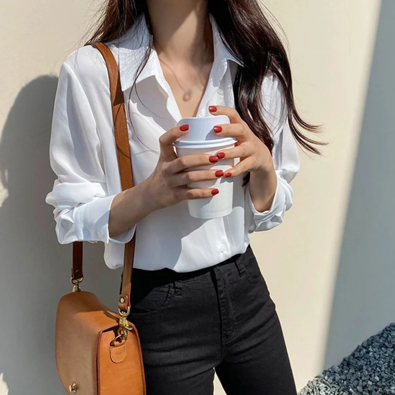 

Spring Loose Chiffon Blusas Women Thin Bottoming Blouses Female Cozy Turn Down Collar Shirts Casual Long Sleeve Ropa Mujer Femme