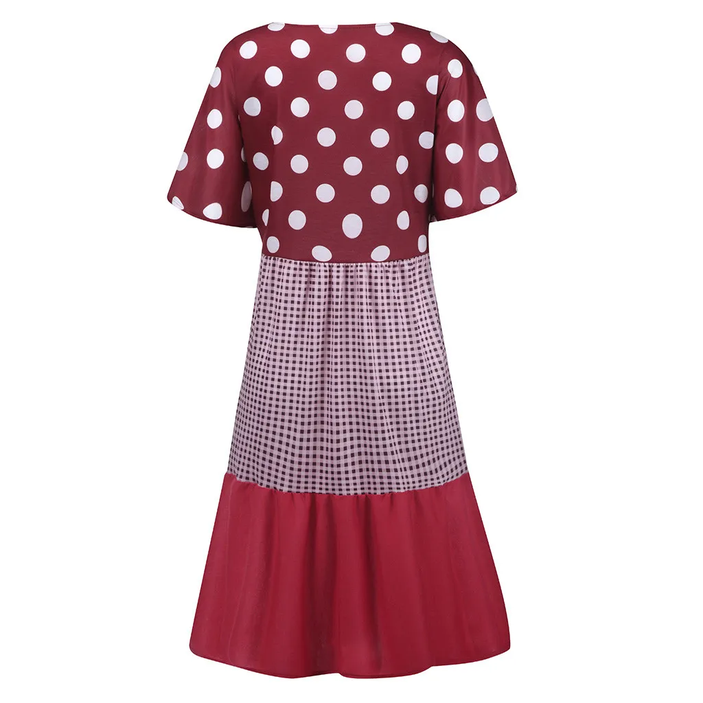 MISSOMO женское платье свободное в клетку волнистое с v образным вырезом коротким