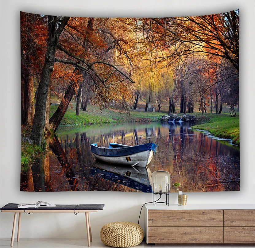 Гобелен с лесным потоком 3D пляжное полотенце водопад пейзаж красивая картина