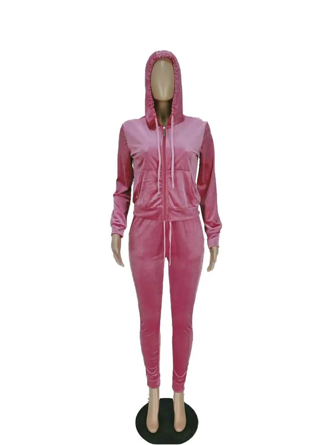 

Casual Velvet Women Two Piece Set Hooded Jacket Coat + Long Pants Tracksuit Women Sportsuit Drawstring Winter Clothes Outfit