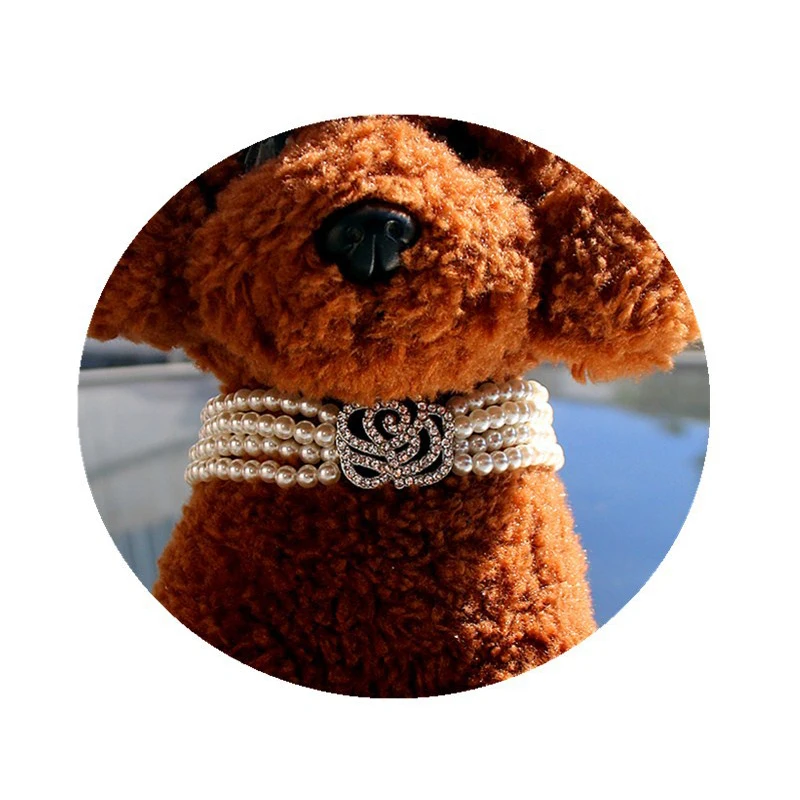 

Imitation Pearl Necklaces Pet Accessories Pet Supplies Dog Necklaces Princess Style Rhinestone Rose Necklaces Decorative