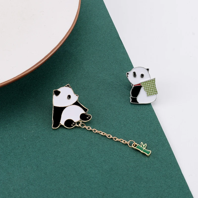 Модный дешевый набор животных с булавками мультяшная панда Бамбуковая женская