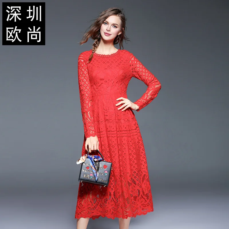 

2019 spring new boutique women's elegant boutique Sexy Lace Dress