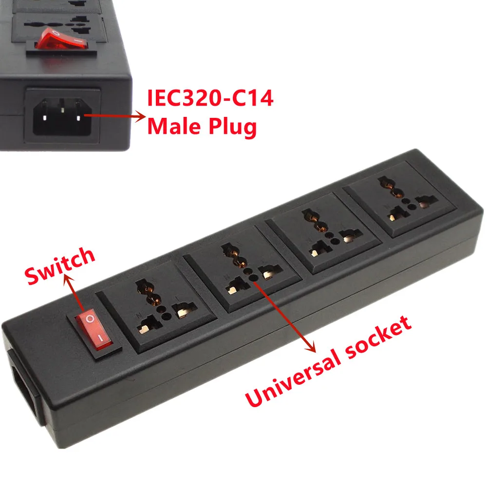 PDU PSU IEC320 C14 штепсельная Вилка вход 4-сторонняя универсальная Выходная