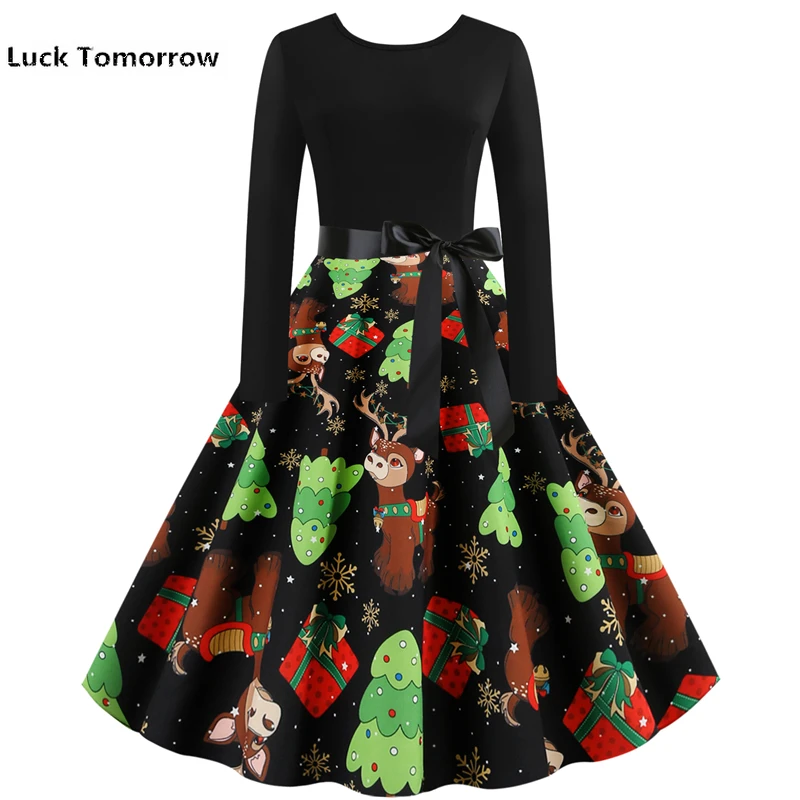 Новая женская одежда 2019 осеннее платье Рождественские Элегантные вечерние