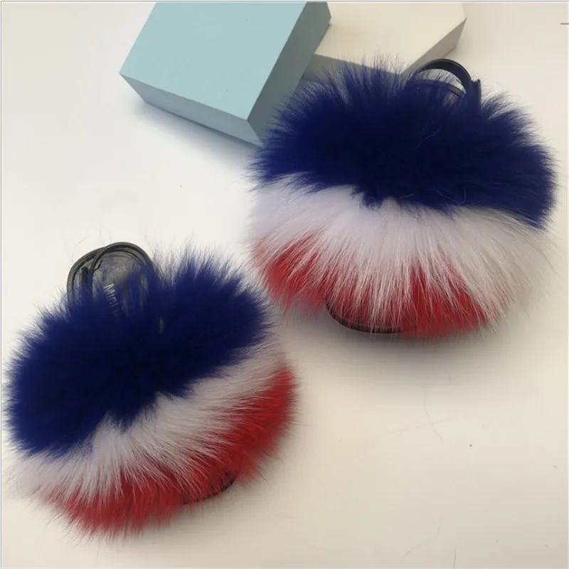 

Baby Non-slip Toddler Sandals Fashion Fox Fur Slides Children's Indoor Home Furry Fur Slippers Girls Cute Flat Plush Fur Shoes