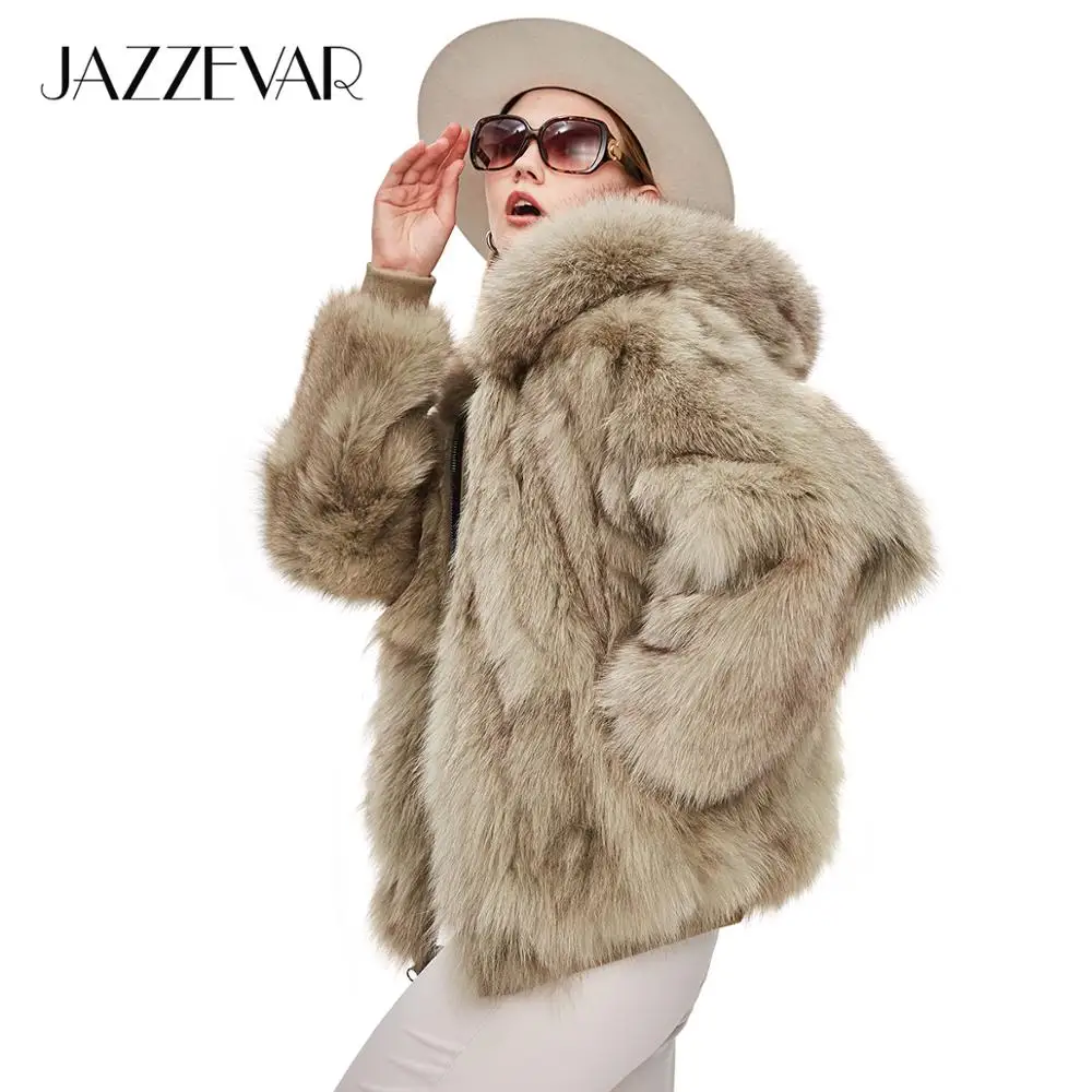 JAZZEVAR 2019 Новая куртка женская зимняя светская модная роскошная с капюшоном из