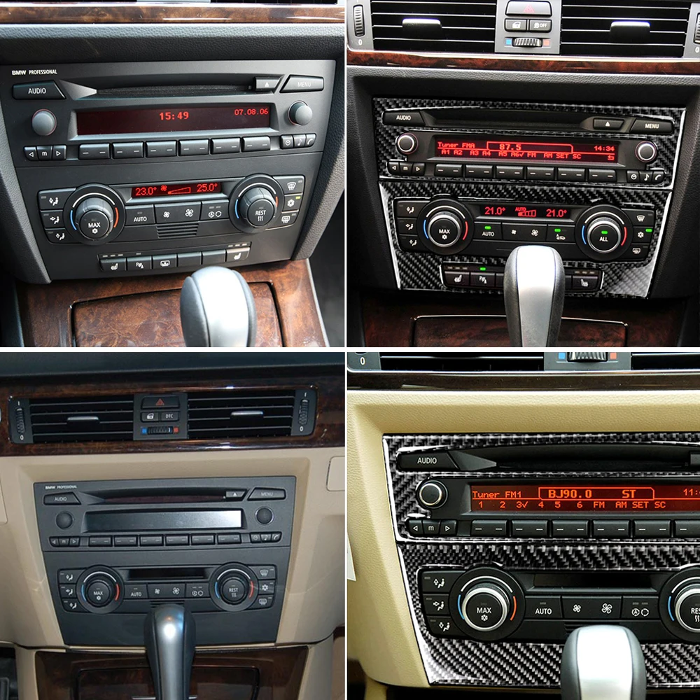 Для BMW E90 E92 E93 2005 2012 полоски из углеродного волокна кондиционер CD панель