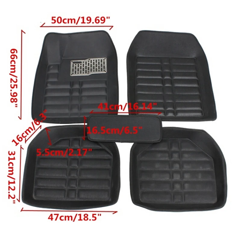 

5 Pcs Black Set Floor Mats All-Weather Universal 5 Seats Car FloorLiner Carpets