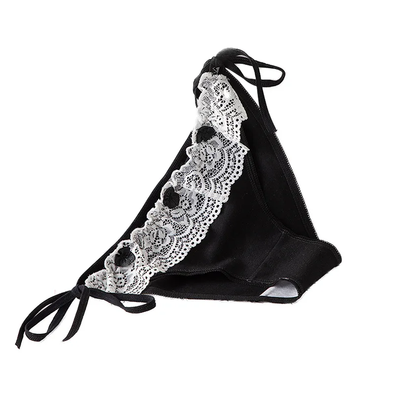 

Women Panties Cotton Lace Girls Underpants Sexy Cute Bow Ribbon Briefs Plaid Lolita Low-Rise Underwear