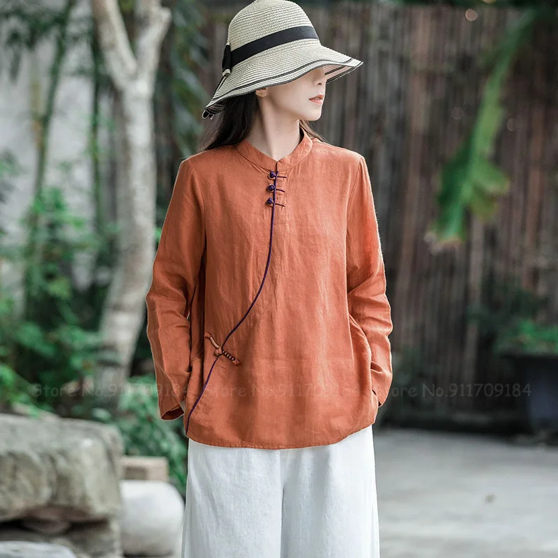 Женские элегантные ретро топы Ципао в традиционном китайском стиле из хлопка и