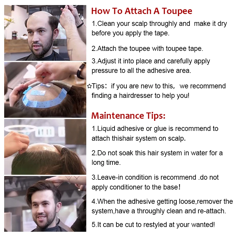 Toupee Men Wig Handmade Replacement Systems PU Transparent Thin Skin 0.06-0.08mm Indian Natural Remy Hair 6inch | Шиньоны и парики