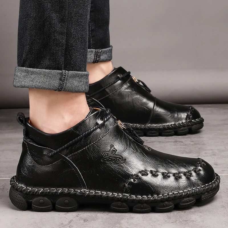 

Mens Causal Shoes Sneakers Men Casual Shoes Mens Boots Leather For Leisure Fashion Outdoor Footwear Sports Black