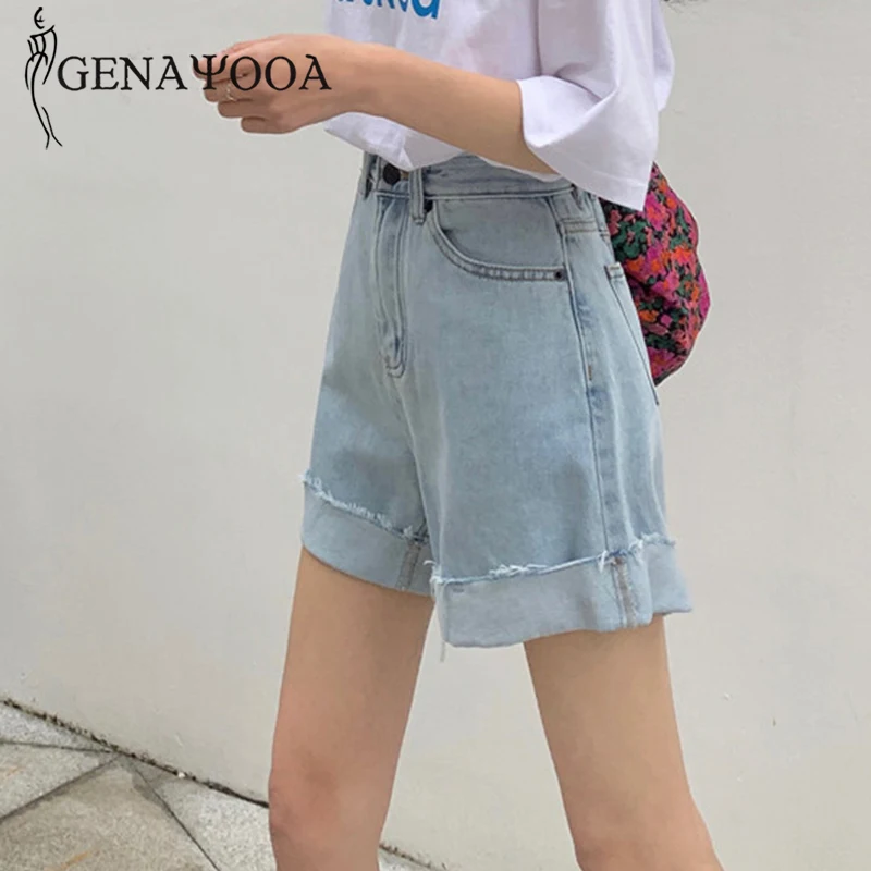 

Genayooa Summer Shorts For Women 2020 High Waisted Casual Shorts For Women Denim Loose Wide Leg Shorts Feminino Korean Style