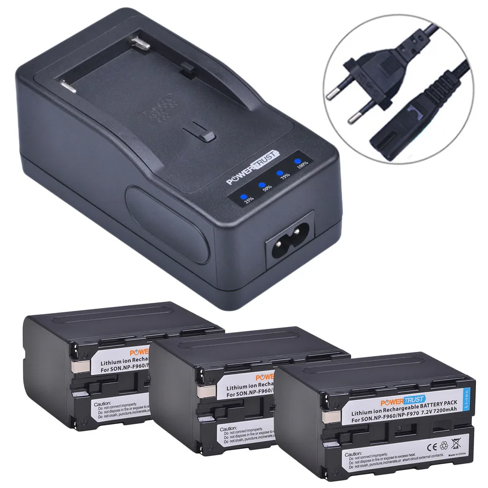 3battery and Charger 1x7200 мА/ч, NP-F970 NP-F960 NP F970 NP F960 Батарея+ Ультра светодиодный устройство для ускоренной зарядки для SONY F930 F950 F770 F570 NP-F750 NPF770 - Цвет: 3battery and Charger