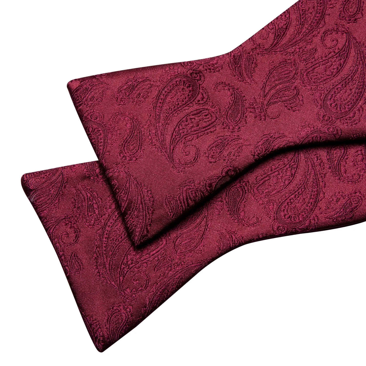 

ow Tie red self-tie Wine Red Silk Tie set pocket cufflinks