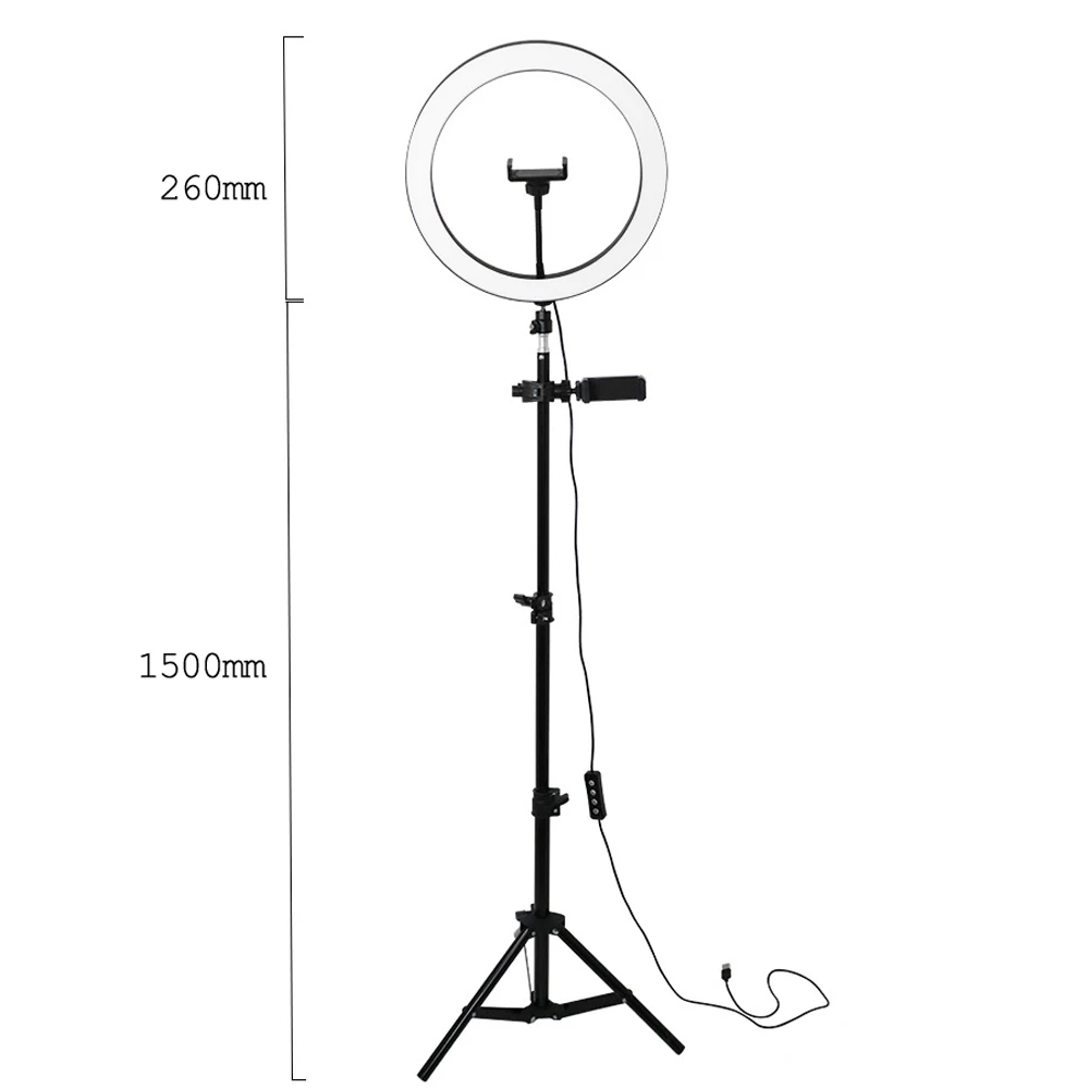 

10" Dimmable LED Selfie Round Light with Clip Brightness Adjustable Lamp for Live Broadcast Selfie Photography Video with Tripod
