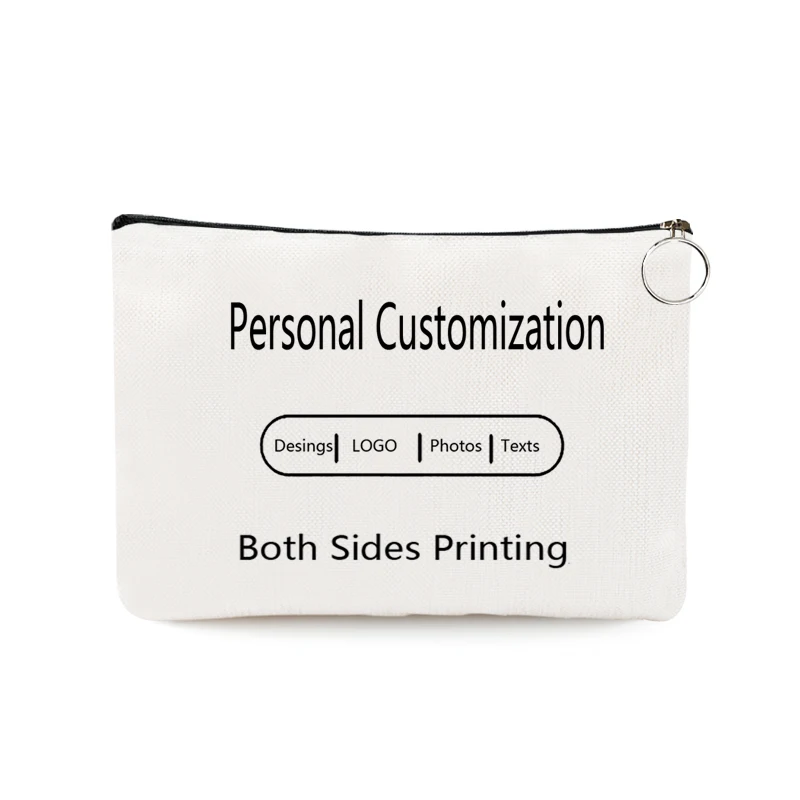 Personal Custom Clutch DIY Logo Makeup Bag Pouch Canvas Cosmetic Bag Toiletries Organizer Wedding Birthday Party Gift Photo Text