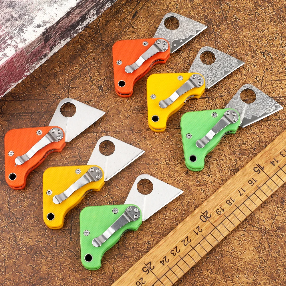 Дамасский креативный мини складной нож для ключей Сталь G10 Ручка EDC портативный