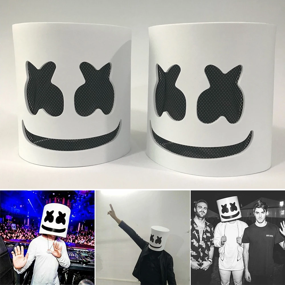 

DJ Cosplay Head Mask PVC Marshmallow Helmet Purim Jewish Holiday Non-toxic DJ Marshmallow Mask Concert Props Music Fans Prop