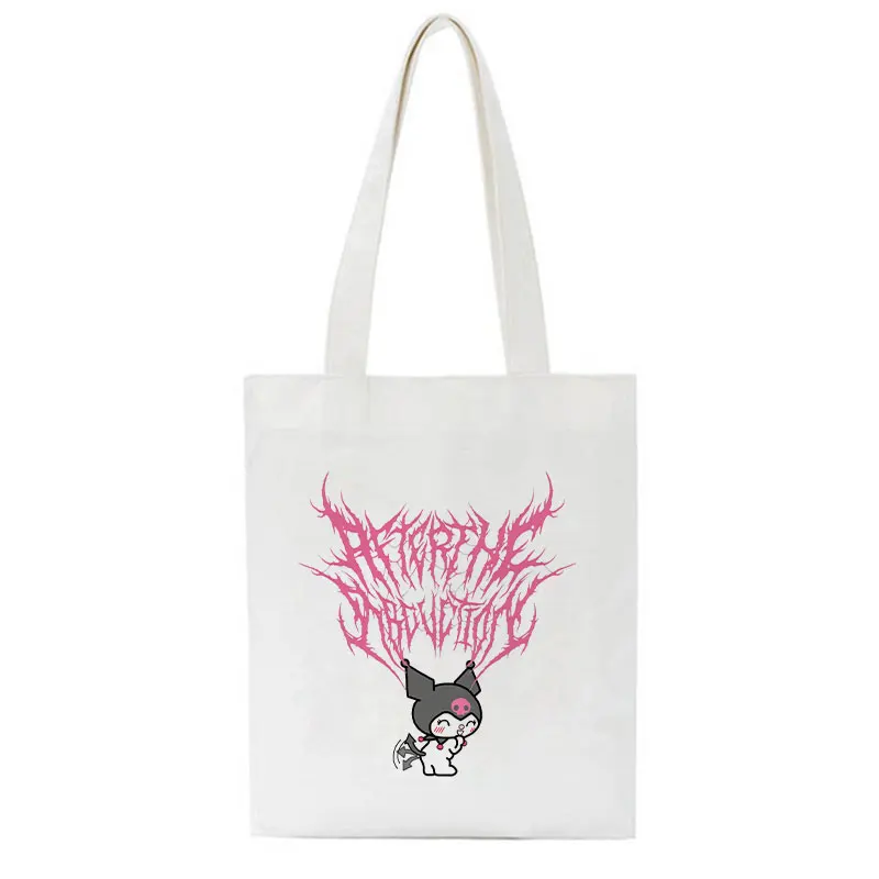 

Kuromi printing Bag Street Aesthetic Printed Vogue Women Bag Large-capacity Canvas Ins College Cute Harajuku Summer Female