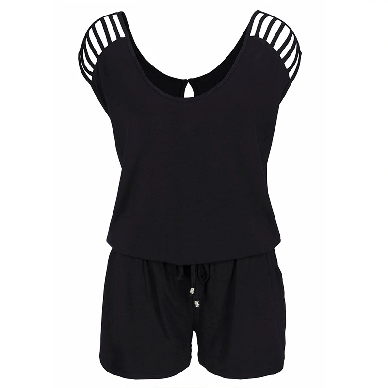 

Sexy Women Bodysuit Sleeveless Hollow Out Loose Short Romper Casual Ladies Fashion Solid Jumpsuit Overalls 2021 Playsuit