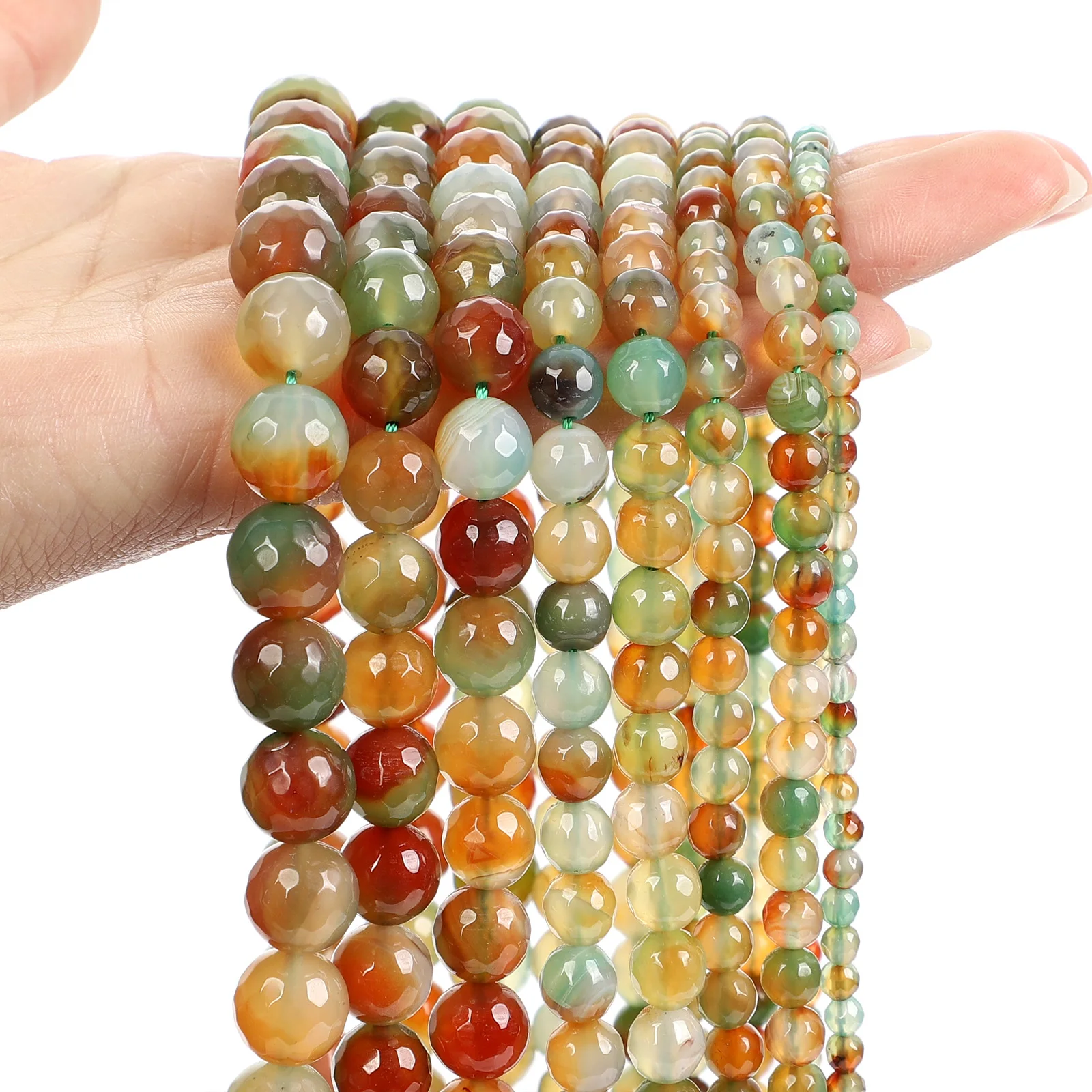 4 6 8 10 12mm Round Natural Stone Beads For Jewelry Making DIY Yellow Green Agate Loose Spacer Bracelet Necklace Handmade | Украшения и