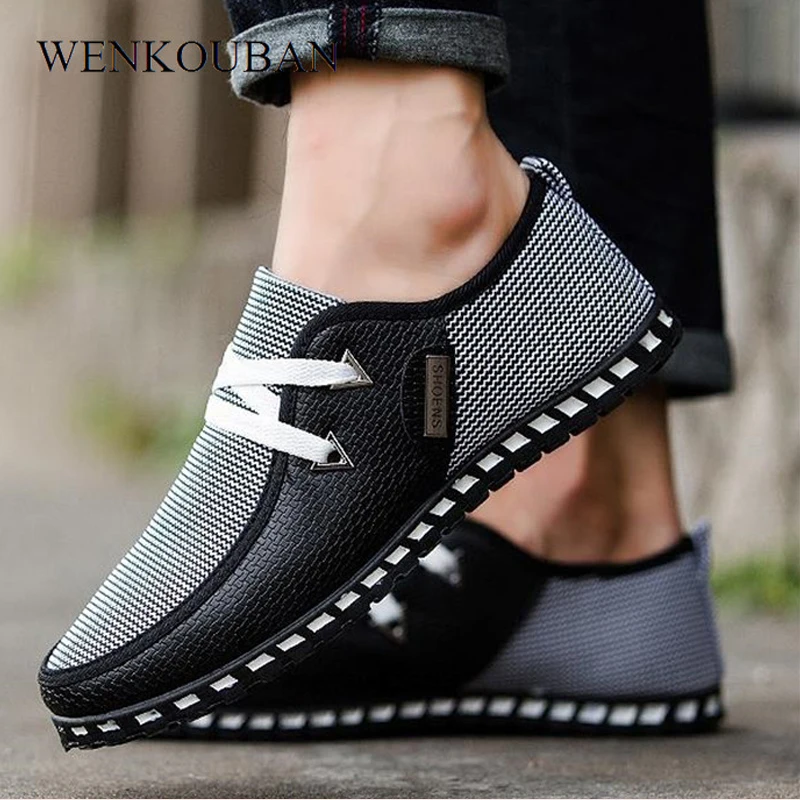 Туфли мужские на плоской подошве повседневные лоферы без застежки для вождения