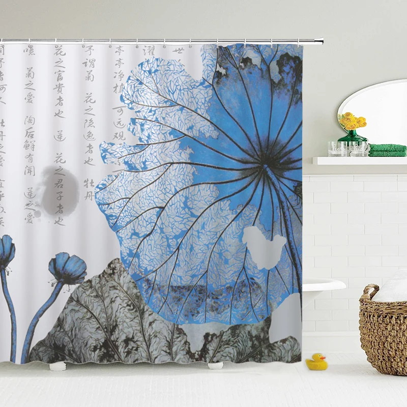Занавеска для душа с китайскими цветами водостойкая занавеска ванной из