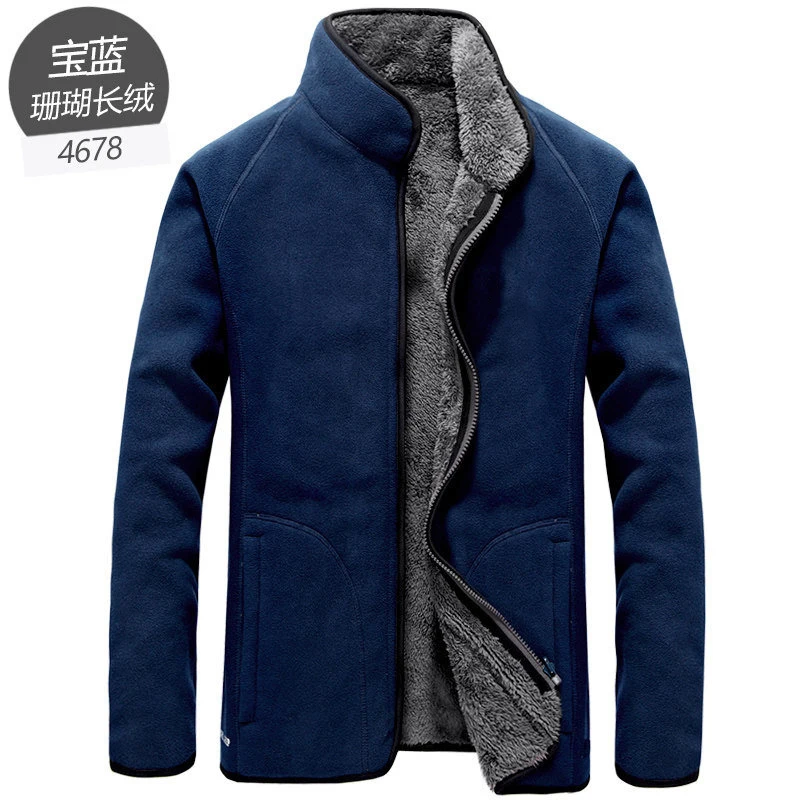 4678 dark blue Winter Large Size Plus Velvet Reversible Jacket Men Women Outdoor Trekking Hiking Climbing Coat Sports Thermal Fleece Clothes - Цвет: 4678 dark blue