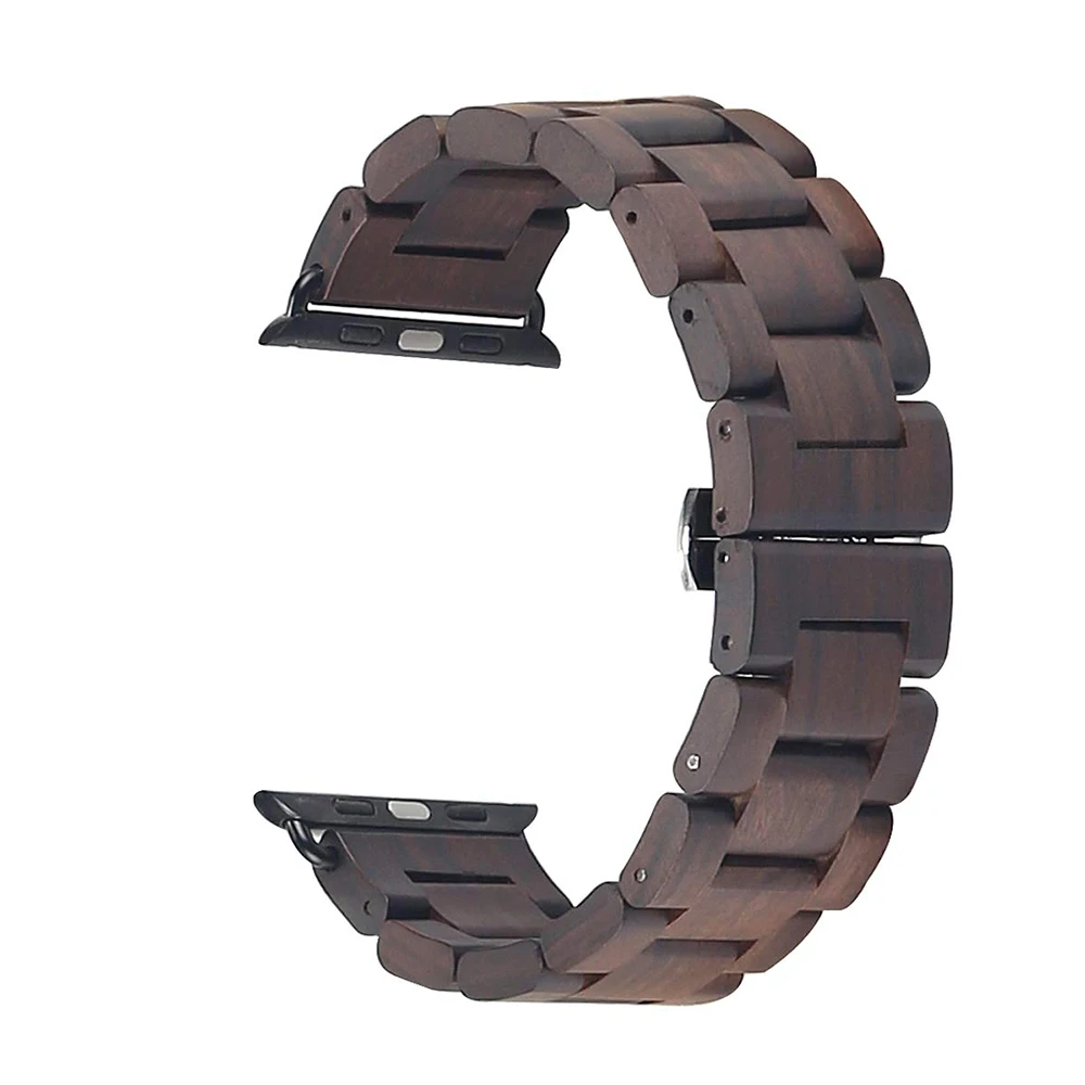 Деревянный браслет для apple watch5 4 band 44 мм 40 мм Высокое качество цельная древесина часы ремень для iwatch 3 2 1 38 мм 42 мм петли аксессуары