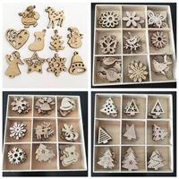 50pcs natural wood chip ornaments christmas decorations for home xmas tree snowflake mixed shape wooden crafts scrapbooking