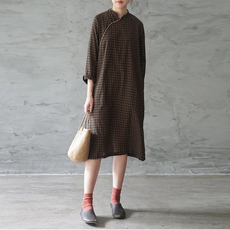 Новое платье Чонсам для отдыха в стиле ретро с пряжкой и сезон осень 2019 года