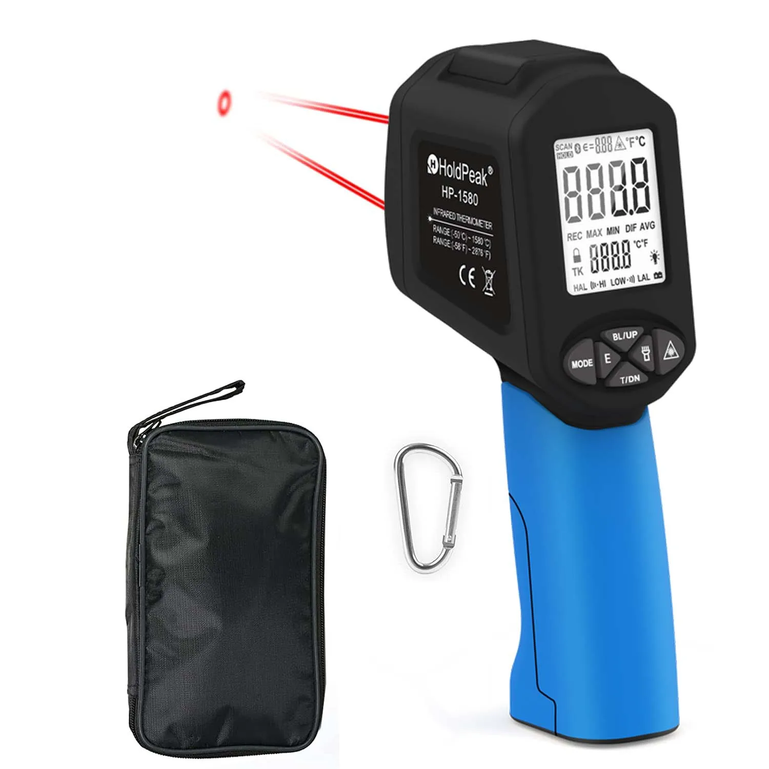 Digital Infrared Thermometer , -50℃ to 1580℃, Non-Contact Laser IR Pyrometer for Cooking, Pizza Oven, Industrial Measurement